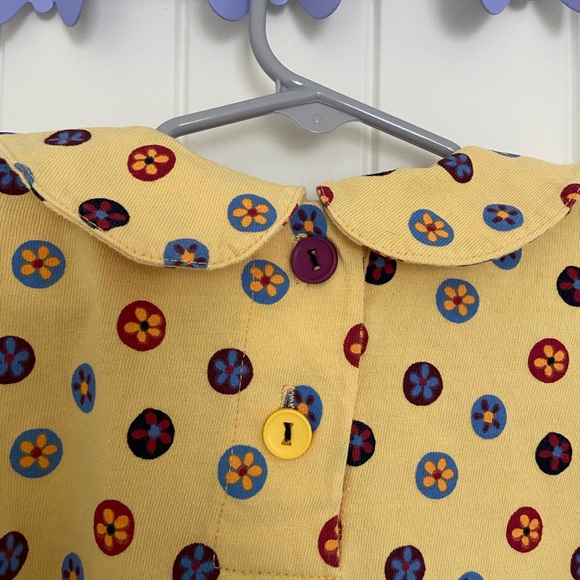 Vintage Painting Red Rhinos girl’s round collar button yellow pattern‎ shirt 7/8 - Picture 7 of 7